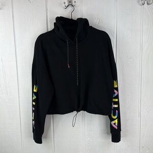 Zyia Active Women’s Size Large Cropped Long Sleeve Draw Cord Black Hoodie